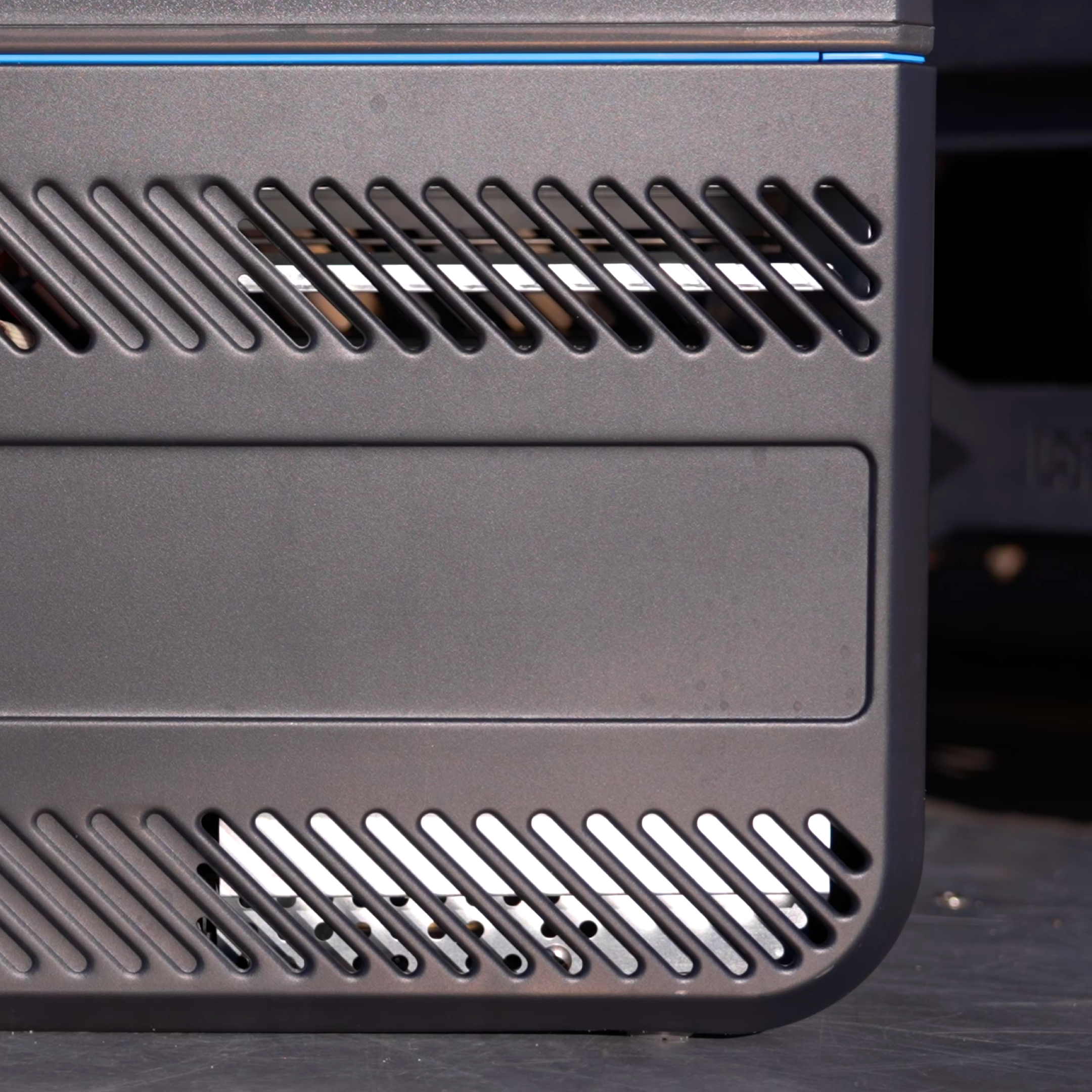 Close-up of the windproof venting slots on the base of the HOTTAP Go water heater